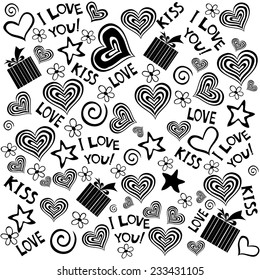 Valentine seamless hearts pattern. Vector Illustration