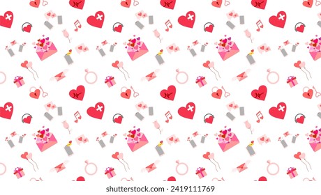 Valentine seamless pattern background. Cute romantic seamless with valentine illustration pattern. Valentine seamless with beauty color