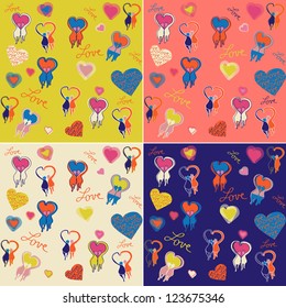valentine seamless pattern with cats