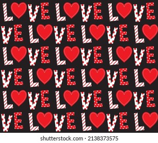 valentine seamless pattern design on black color bcakground