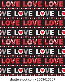 valentine seamless pattern design on black color background