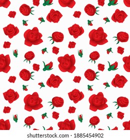 Valentine seamless pattern design with red roses.