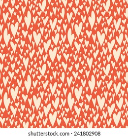 Valentine seamless pattern with hand drawn doodle hearts. 14 February. Valentine's Day background.