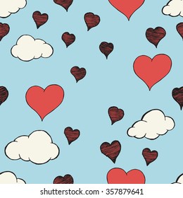 Valentine seamless pattern. Hand drawn.