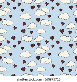 Valentine seamless pattern. Hand drawn.