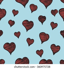 Valentine seamless pattern. Hand drawn.