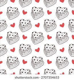 Valentine nahtloses Muster mit Herzkuchen