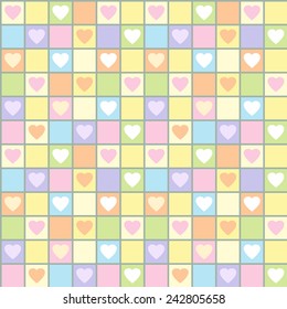 Valentine seamless pattern with  hearts and cages. Vector illustration.