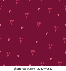 Valentine seamless pattern with hearts on dark background. Scandinavian style. Perfect for wedding, wallpaper, wrapping paper. Vector illustration 