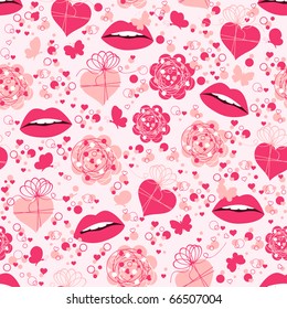 Valentine seamless pattern with lips