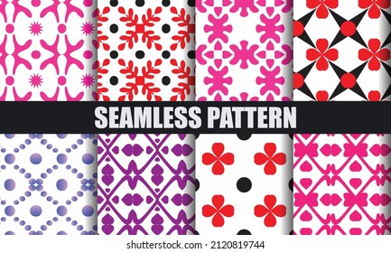 Valentine seamless pattern, Set of modern seamless background