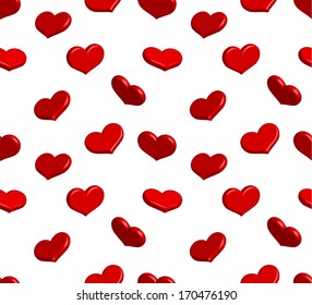 Valentine seamless pattern with shiny red hearts