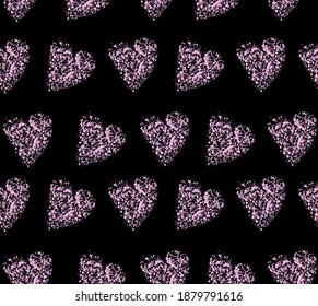 valentine seamless pattern with stylized artistic hand drawn hearts
