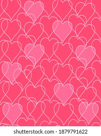 nahtloses valentines Muster mit stilisierten, handgezeichneten Herzen