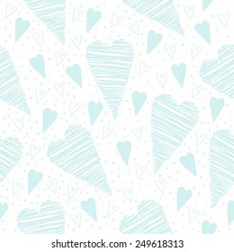 Valentine seamless pattern with turquoise hearts on a white background