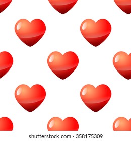Valentine seamless red heart pattern vector illustration