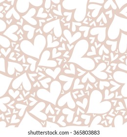  Valentine seamless stylish beige pattern with hearts. Vector illustration. 