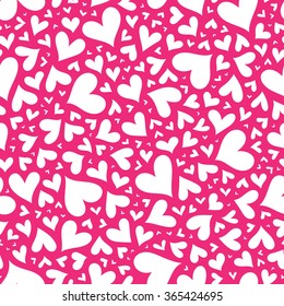 Valentine seamless stylish pink pattern with hearts. Vector illustration. 