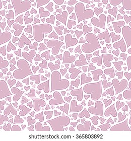 Valentine seamless stylish pink pattern with hearts. Vector illustration. Hand drawn background. Template illustrated background for design card, cover, textile.