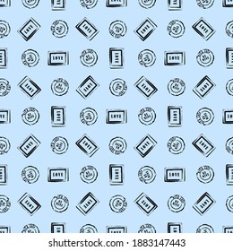 Valentinisches, nahtloses Vektordesign. Schöne abstrakte Einladungskarte. Valentinstag wunderschönes Tapete-Design. Stempel mit Liebestext.