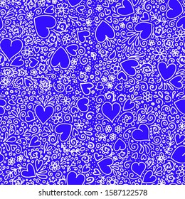 valentine seamless vector pattern with hearts and flowers