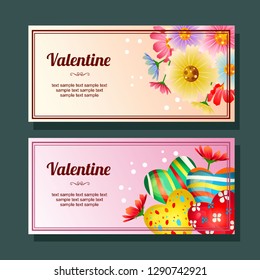 valentine season love heart and flower horizontal banner