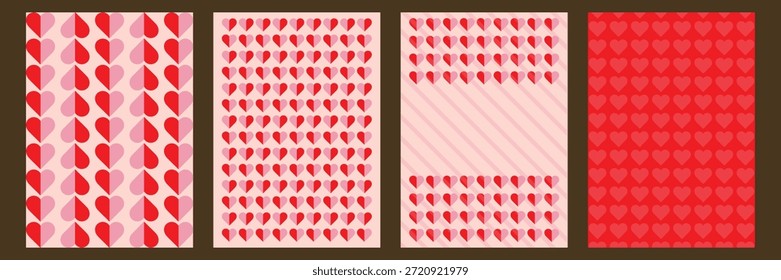 valentine Set. heart patterns in shades of red and pink perfect for romantic backgrounds