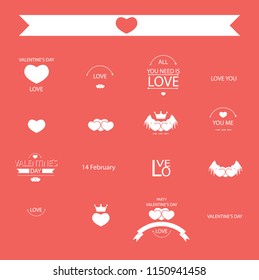 valentine set of retro vintage badges and labels, vector illustration