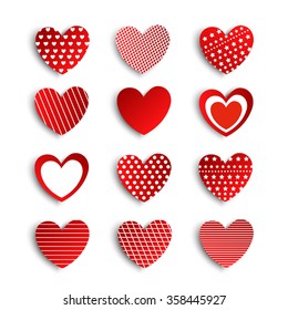 Valentine. Set of stickers in the shape of a heart to celebrate Valentine's Day.