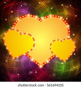 Valentine shining background with hearts. Vector illustration