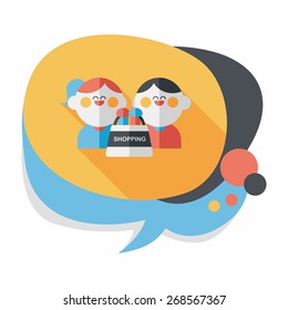 Valentine Shopping flat icon with long shadow,eps10