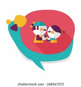 Valentine Shopping flat icon with long shadow,eps10