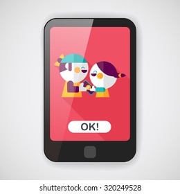 Valentine Shopping flat icon with long shadow,eps10