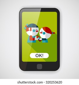 Valentine Shopping flat icon with long shadow,eps10