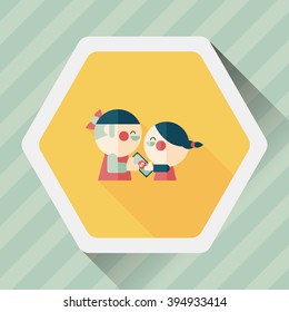 Valentine Shopping flat icon with long shadow,eps10