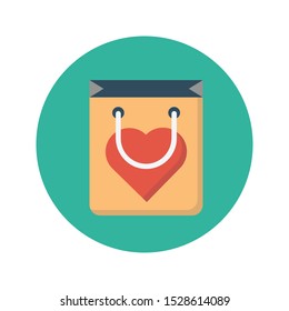 valentine shopping glyph flat vector icon