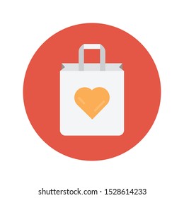 valentine shopping glyph flat vector icon
