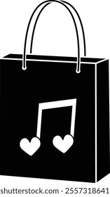 Valentine shopping paper bag silhouette vector.
Valentine's Day gift bag icon.
Isolated Valentine's Day element.
Transparent background.