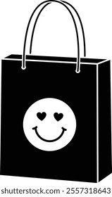 Valentine shopping paper bag silhouette vector.
Valentine's Day gift bag icon.
Isolated Valentine's Day element.
Transparent background.