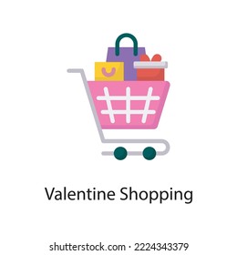 Valentine Shopping  Vector Flat Icon Design illustration. Love Symbol on White background EPS 10 File