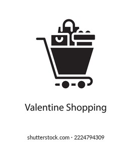 Valentine Shopping Vector Solid Icon Design illustration. Love Symbol on White background EPS 10 File
