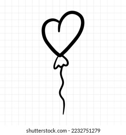 Valentine sign. Valentines day in doodle style on white background