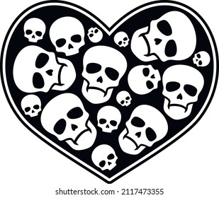 valentine skull with heart, grunge vintage design t shirts