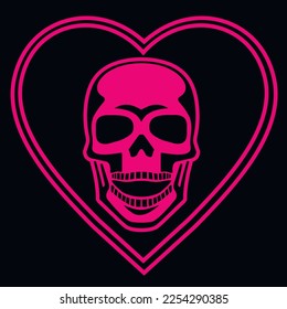 valentine skull with heart, grunge vintage design t shirts