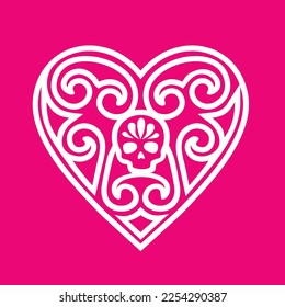 valentine skull with heart, grunge vintage design t shirts