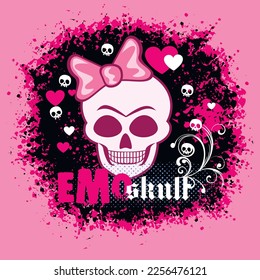 valentine skull with heart, grunge vintage design t shirts
