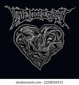 valentine skull with heart, grunge vintage design t shirts