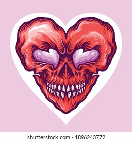 Valentine Skull Love Day illustrations for your work Logo, mascot merchandise t-shirt, stickers and Label designs, poster, greeting cards advertising business company or brands.