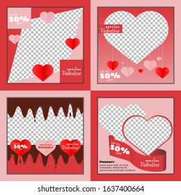 Valentine Social Media Template, Can use for advertisement,  web design, gift card, coupon, flyer, poster, and promotion special sale valentine days,