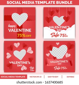 Valentine Social Media Template, Can use for advertisement,  web design, gift card, coupon, flyer, poster, and promotion special sale valentine days,